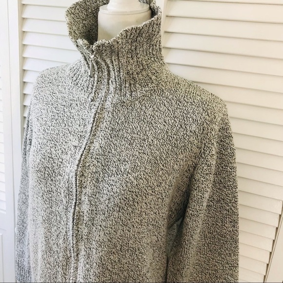 2/$25 KAREN SCOTT White Gray Zip Up Turtleneck Sweater Size Large - Picture 2 of 10